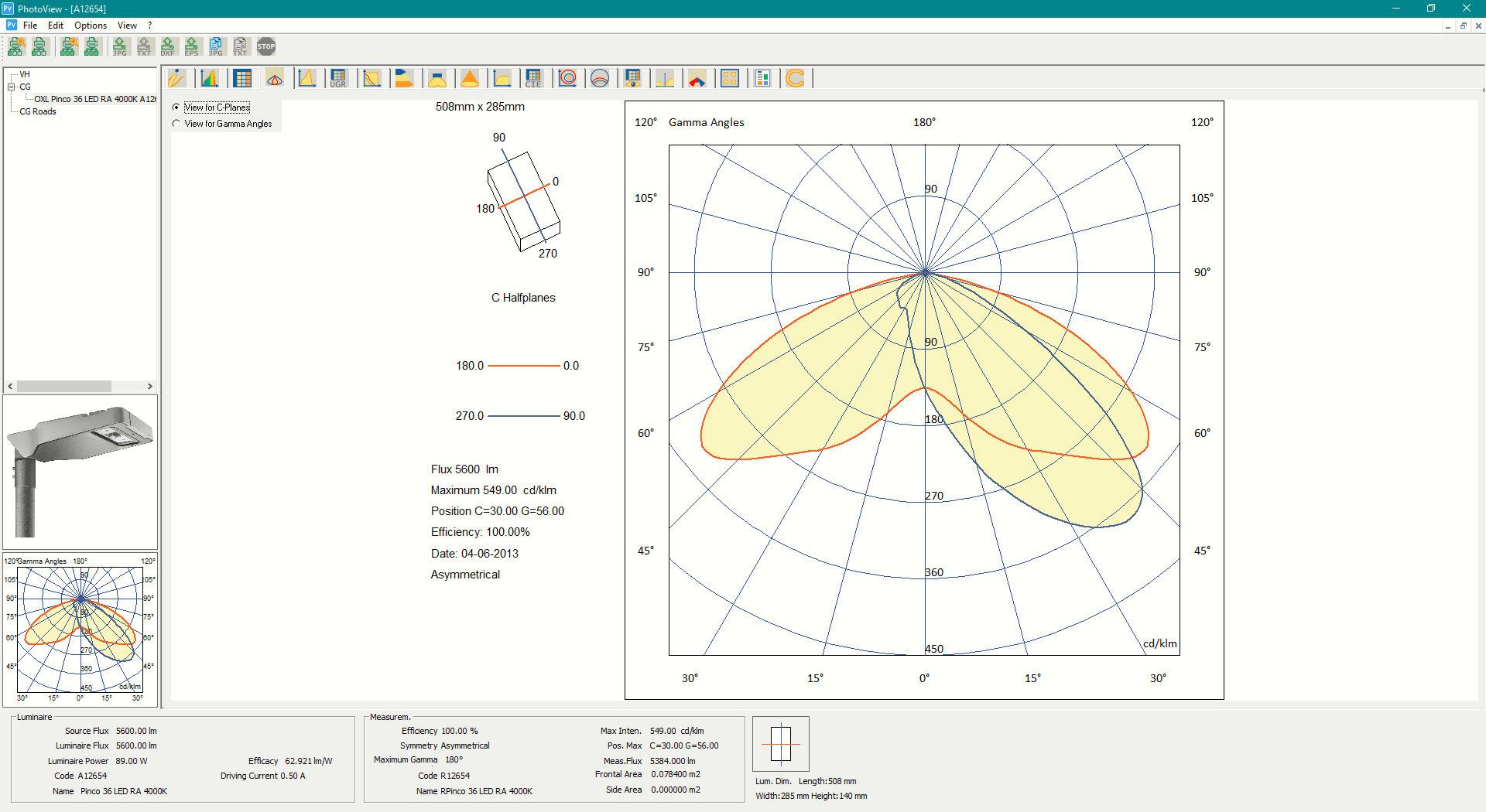 Module Photoview Listestar 4D lighting design software OxyTech